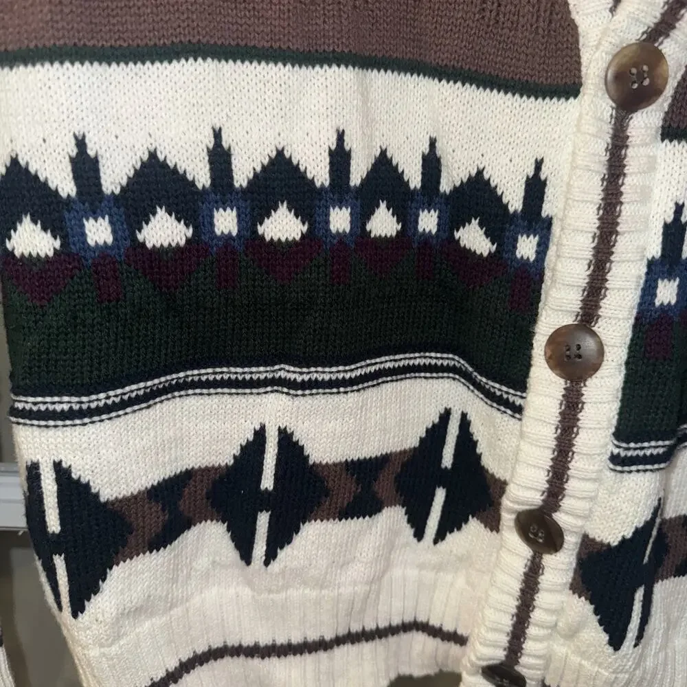 Vintage Grandpa Cardigan Bugle Boy Sweater Mens XL 90s Casual
